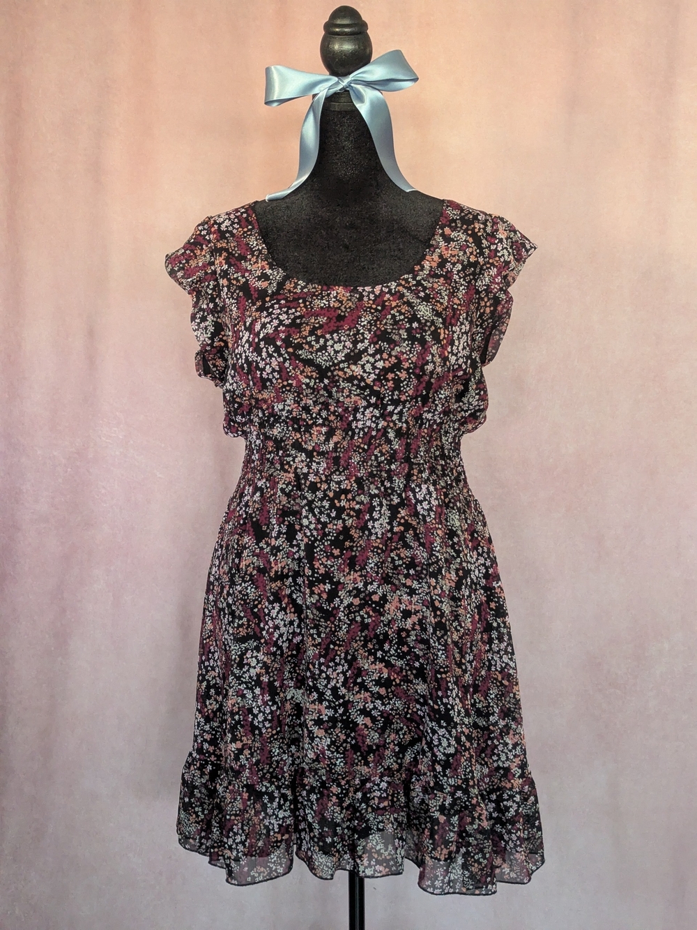 American Rag Floral Smocked Dress | XL | Cottagecore Mini Dress | Flutter Sleeve